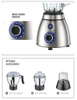 hot sales 500W stainless steel base glass jar table blender fruit blender juice blender