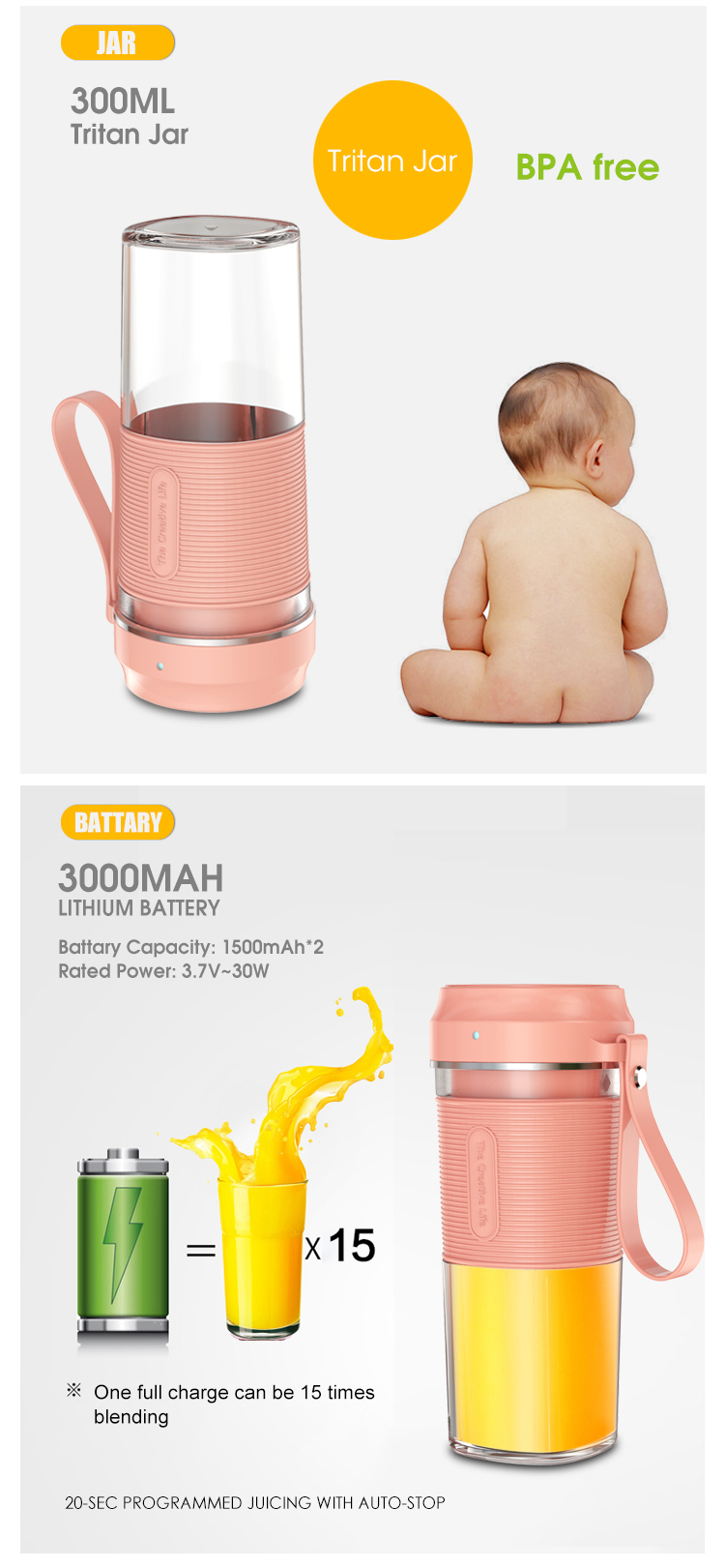 Mini Juice Mixer USB rechargeable high speed smoothie portable blender juicer portable blender