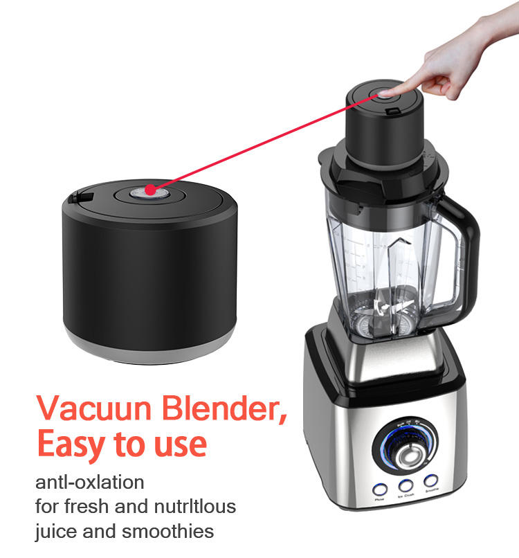 Commercial blender with electric vacuun pressing cover heavy duty powerful 2200W variable speeds ice crush 6 blades