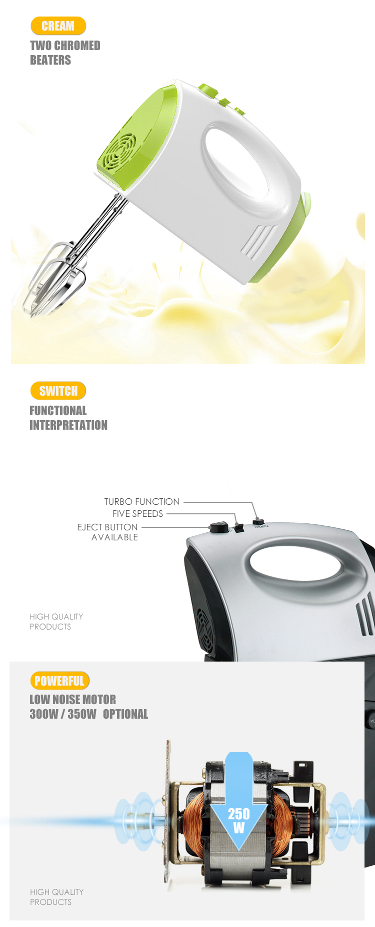 Battery Operated Hand Mixer Egg Beater Kitchen Hand Mixer