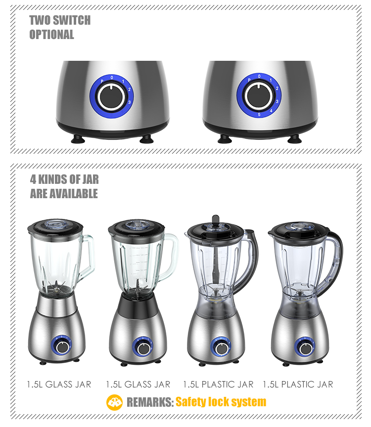 Home Appliance Glass Jug Blender With Grinder