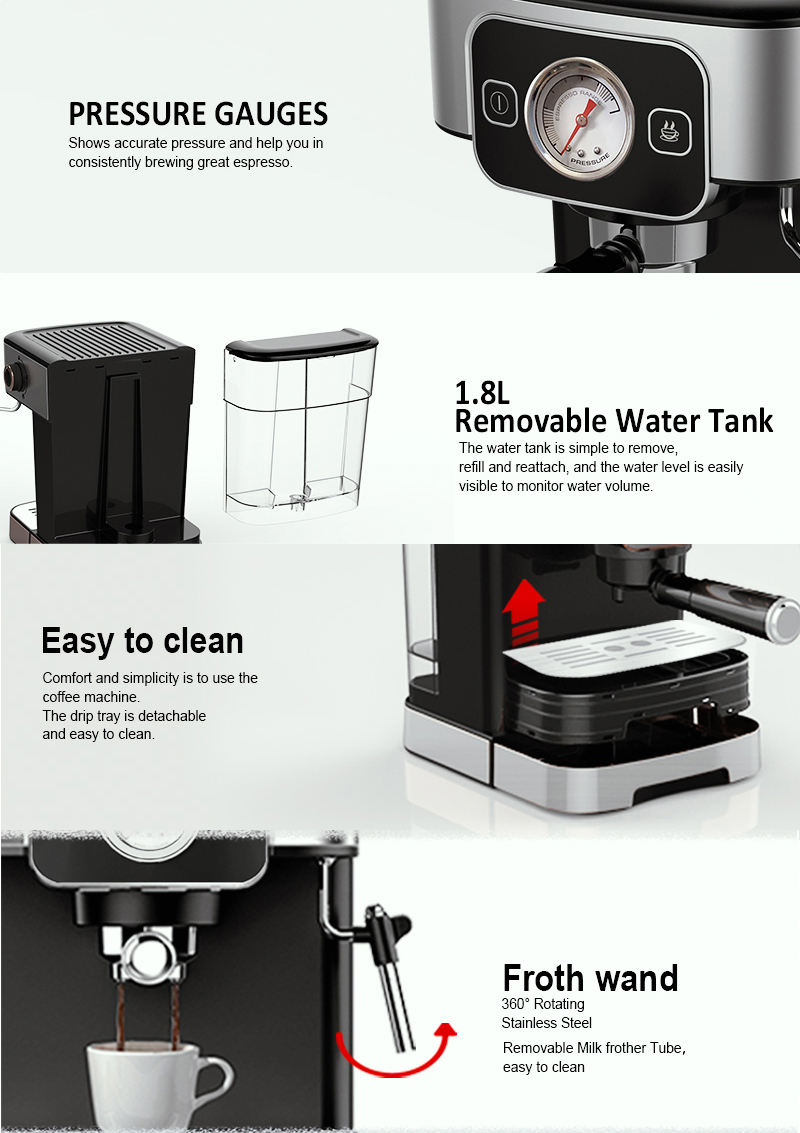 home Commercial cafetera Semi-Automatic Expresso Italian Milk Frother Cappuccino Cafe Espresso Coffee Machine With Factory Price