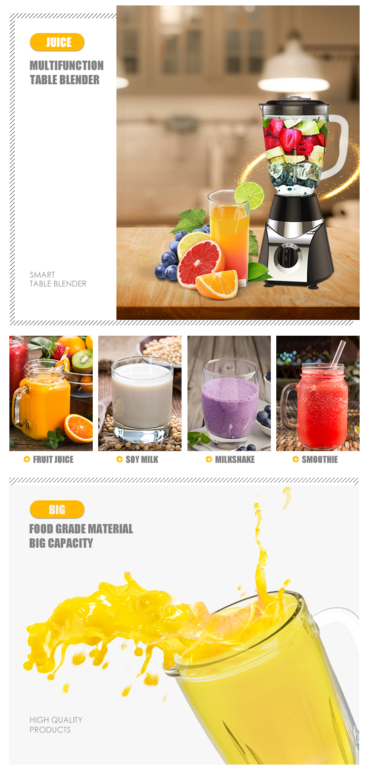 electric portable commercial blender with 1.5L plastic jar