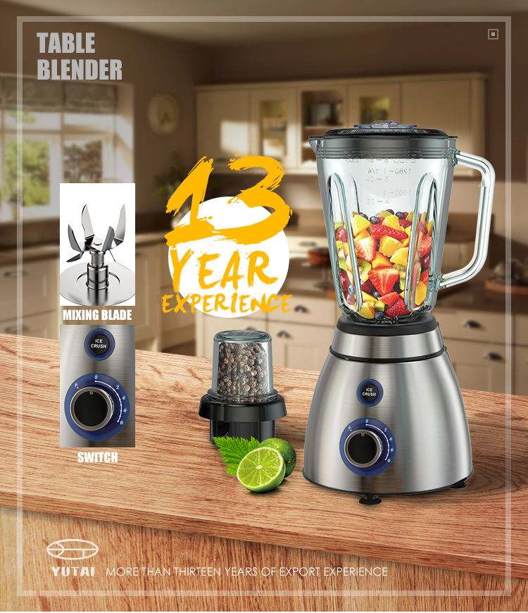 hot sales 500W stainless steel base glass jar table blender fruit blender juice blender