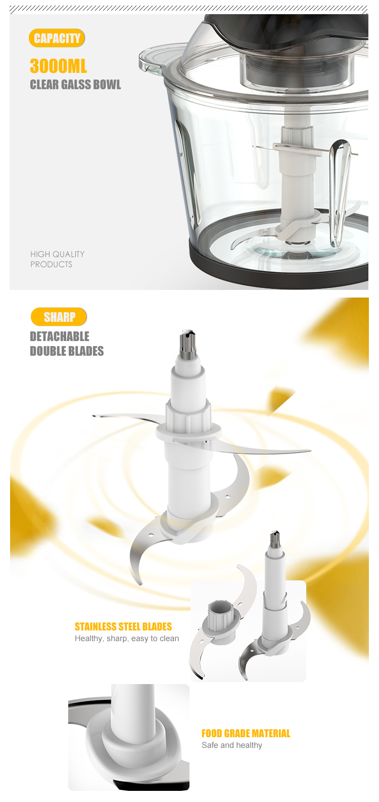 Food Processor Blender Electric Vegetable Chopper Multifunctional Meat Chopper
