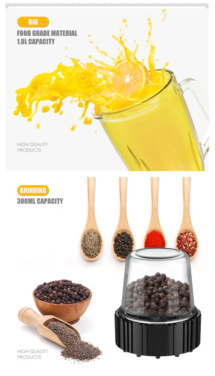 High Power 1800W Electric Multifunction Smoothie Food Fruit Vegetable Steel Stainless Blender
