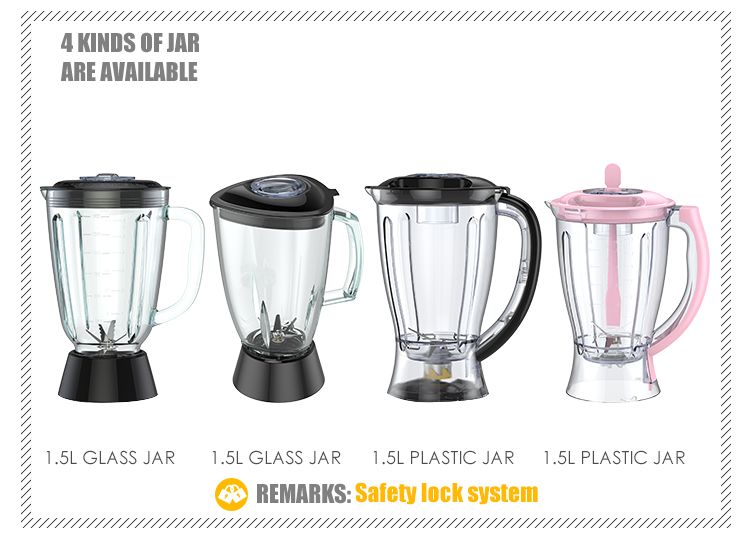 electric portable commercial blender with 1.5L plastic jar