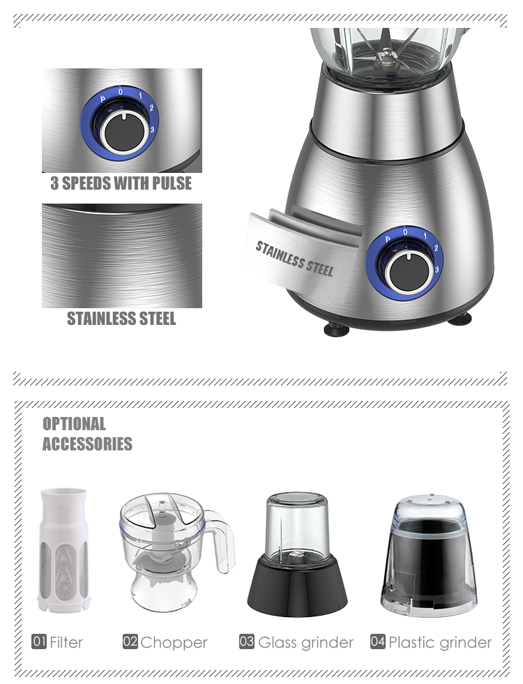 Home Appliance Glass Jug Blender With Grinder