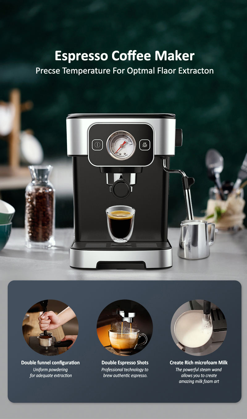 home Commercial cafetera Semi-Automatic Expresso Italian Milk Frother Cappuccino Cafe Espresso Coffee Machine With Factory Price