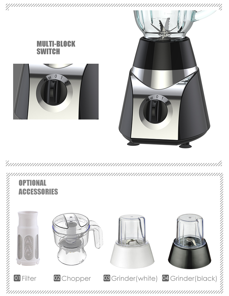 electric portable commercial blender with 1.5L plastic jar