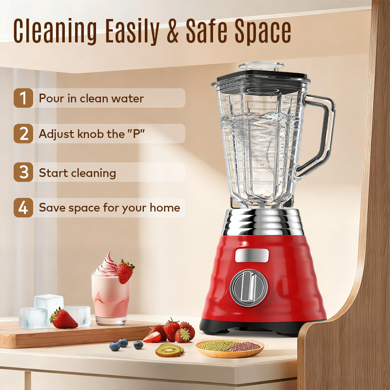 800W Metal Transmission Heavy Chrome Metal Commercial South America Popular Electric Ice Crusher Smoothie Classic Blender 3 Speed Glass Jar Grinder Iron Blender