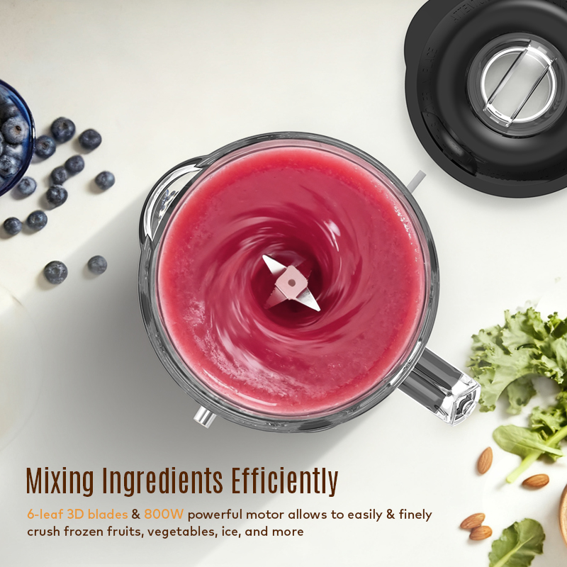 800W 1.5L Table Countertop 2 Speed Stainless Steel Body 6 Blades Glass Electric Smoothies Shakes Ice Crushing Juicer Grinding Food Processor Household Blender